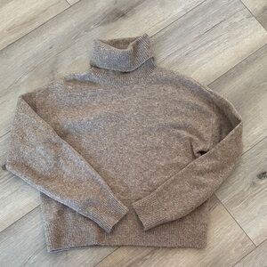 Women Cozy Brown Turtleneck Sweater